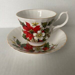 Bluebird Fine Bone China Made in Canada. Christmas theme Tea Cup and Saucer